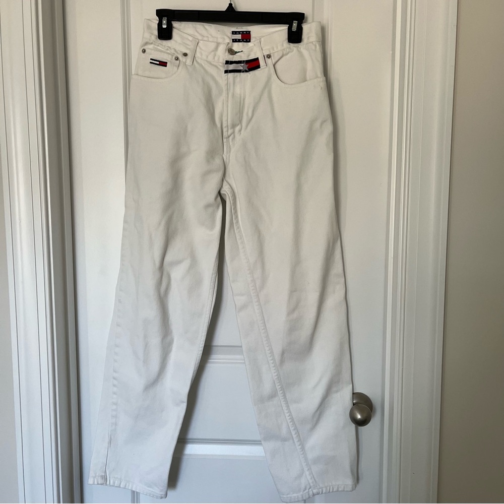 Tommy Hilfiger Vintage 30/32 White Denim Jean Embroidered Logo
